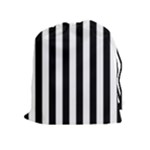 Vertical Stripes - White and Black Drawstring Pouch (XL)