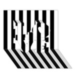 Vertical Stripes - White and Black LOVE 3D Greeting Card (7x5)