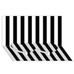 Vertical Stripes - White and Black Twin Heart Bottom 3D Greeting Card (8x4)