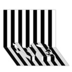 Vertical Stripes - White and Black LOVE Bottom 3D Greeting Card (7x5)