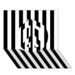 Vertical Stripes - White and Black Peace Sign 3D Greeting Card (7x5)