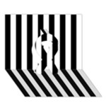 Vertical Stripes - White and Black Ribbon 3D Greeting Card (7x5)