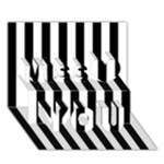 Vertical Stripes - White and Black Miss You 3D Greeting Card (7x5)