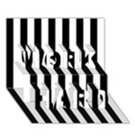 Vertical Stripes - White and Black WORK HARD 3D Greeting Card (7x5)