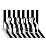 Vertical Stripes - White and Black Merry Xmas 3D Greeting Card (8x4)
