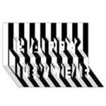 Vertical Stripes - White and Black Happy New Year 3D Greeting Card (8x4)