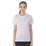 Vertical Stripes - White and Seashell Women s Cotton Tee