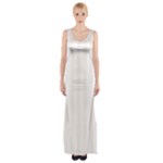 Vertical Stripes - White and Seashell Maxi Thigh Split Dress