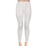 Vertical Stripes - White and Seashell Women s Leggings