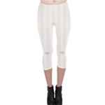 Vertical Stripes - White and Seashell Capri Leggings