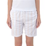 Vertical Stripes - White and Seashell Women s Basketball Shorts