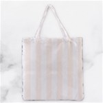 Vertical Stripes - White and Seashell Grocery Tote Bag