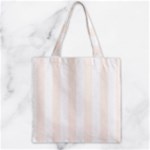 Vertical Stripes - White and Seashell Zipper Grocery Tote Bag