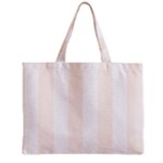Vertical Stripes - White and Seashell Zipper Mini Tote Bag