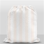 Vertical Stripes - White and Seashell Drawstring Bag (Small)