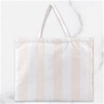 Vertical Stripes - White and Seashell Zipper Large Tote Bag