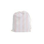 Vertical Stripes - White and Seashell Drawstring Pouch (S)