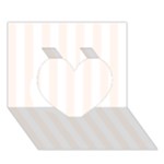 Vertical Stripes - White and Seashell Heart 3D Greeting Card (7x5)