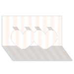 Vertical Stripes - White and Seashell Twin Hearts 3D Greeting Card (8x4)