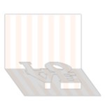 Vertical Stripes - White and Seashell LOVE Bottom 3D Greeting Card (7x5)