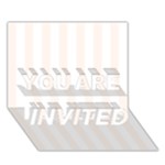 Vertical Stripes - White and Seashell YOU ARE INVITED 3D Greeting Card (7x5)