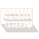 Vertical Stripes - White and Seashell Merry Xmas 3D Greeting Card (8x4)
