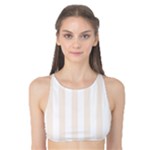 Vertical Stripes - White and Linen Tank Bikini Top