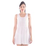 Vertical Stripes - White and Linen Scoop Neck Skater Dress