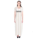 Vertical Stripes - White and Linen Short Sleeve Maxi Dress
