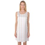 Vertical Stripes - White and Linen Sleeveless Satin Nightdress