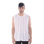 Vertical Stripes - White and Linen Men s Basketball Tank Top