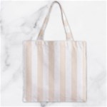 Vertical Stripes - White and Linen Zipper Grocery Tote Bag