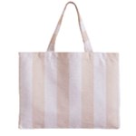 Vertical Stripes - White and Linen Zipper Mini Tote Bag