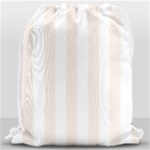 Vertical Stripes - White and Linen Drawstring Bag (Large)