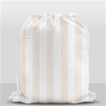 Vertical Stripes - White and Linen Drawstring Bag (Small)