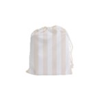 Vertical Stripes - White and Linen Drawstring Pouch (S)