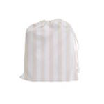 Vertical Stripes - White and Linen Drawstring Pouch (L)