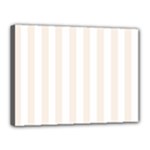 Vertical Stripes - White and Linen Canvas 16  x 12  (Stretched)