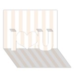Vertical Stripes - White and Linen I Love You 3D Greeting Card (7x5)