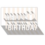 Vertical Stripes - White and Linen Happy Birthday 3D Greeting Card (8x4)