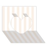 Vertical Stripes - White and Linen Heart 3D Greeting Card (7x5)