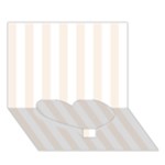 Vertical Stripes - White and Linen Heart Bottom 3D Greeting Card (7x5)