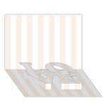 Vertical Stripes - White and Linen LOVE Bottom 3D Greeting Card (7x5)