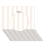 Vertical Stripes - White and Linen Circle 3D Greeting Card (7x5)
