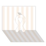 Vertical Stripes - White and Linen Ribbon 3D Greeting Card (7x5)