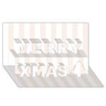 Vertical Stripes - White and Linen Merry Xmas 3D Greeting Card (8x4)