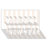 Vertical Stripes - White and Linen Happy New Year 3D Greeting Card (8x4)