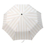 Vertical Stripes - White and Linen Folding Umbrella