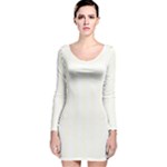 Vertical Stripes - White and Ivory Long Sleeve Velvet Bodycon Dress