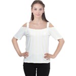 Vertical Stripes - White and Ivory Women s Cutout Shoulder Tee